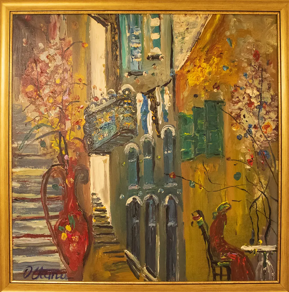 Strada cu balcon albastru